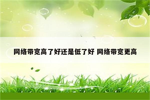 网络带宽高了好还是低了好 网络带宽更高