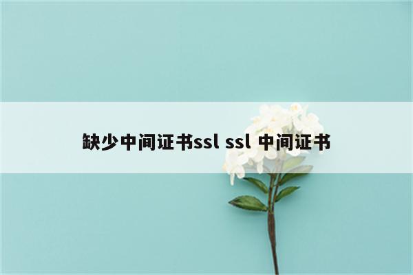 缺少中间证书ssl ssl 中间证书