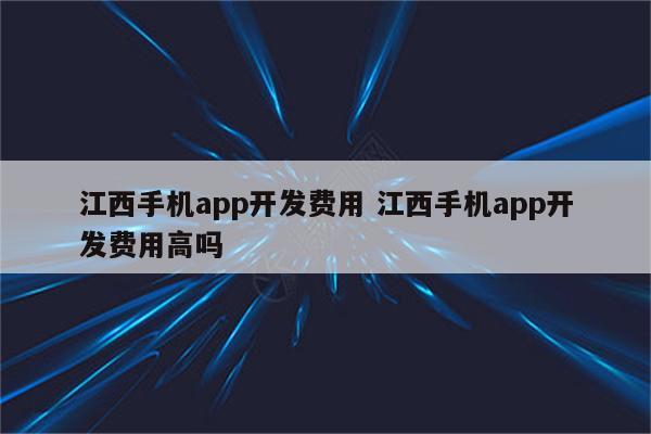 江西手机app开发费用 江西手机app开发费用高吗