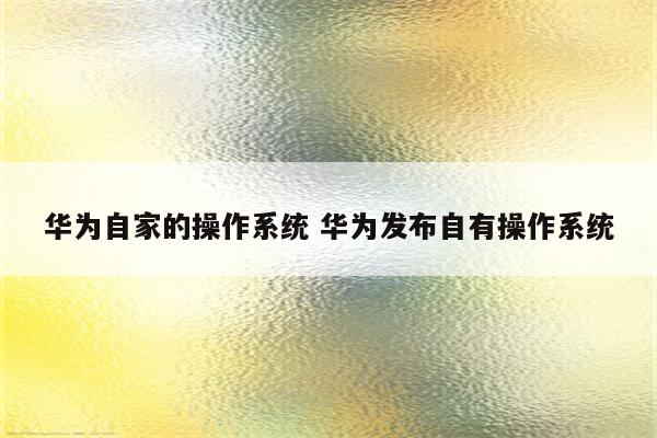 华为自家的操作系统 华为发布自有操作系统
