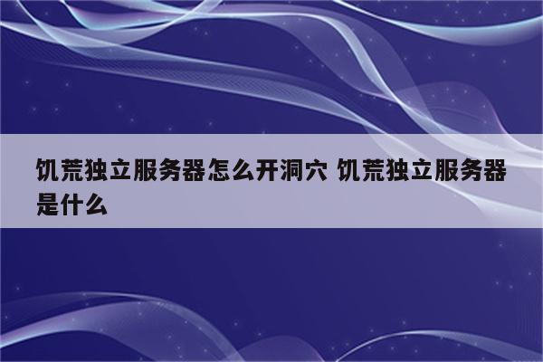 饥荒独立服务器怎么开洞穴 饥荒独立服务器是什么