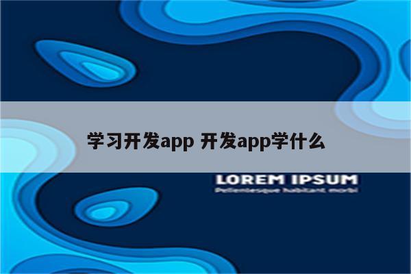 学习开发app 开发app学什么