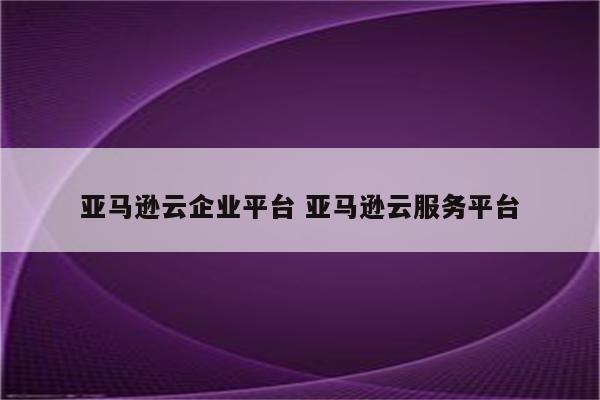 亚马逊云企业平台 亚马逊云服务平台