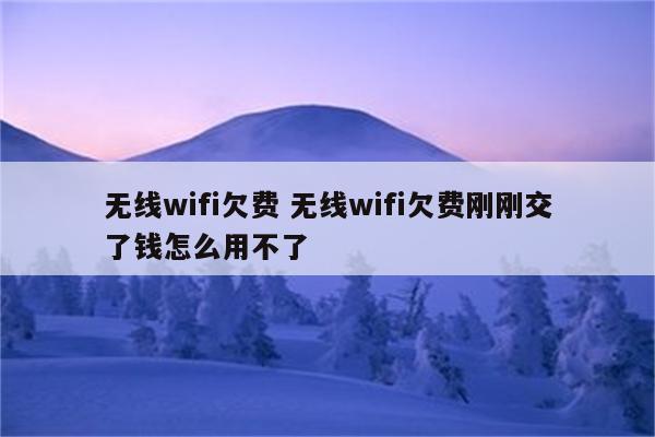 无线wifi欠费 无线wifi欠费刚刚交了钱怎么用不了