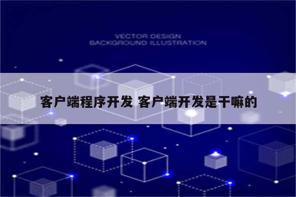 客户端程序开发 客户端开发是干嘛的