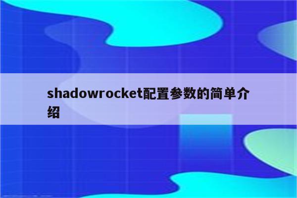 shadowrocket配置参数的简单介绍
