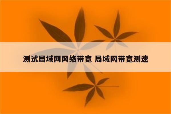 测试局域网网络带宽 局域网带宽测速