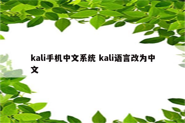 kali手机中文系统 kali语言改为中文