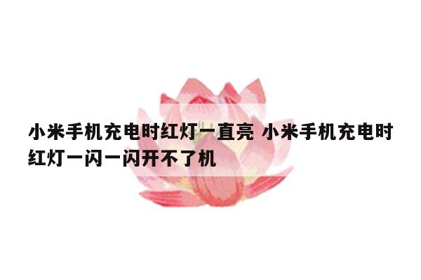 小米手机充电时红灯一直亮 小米手机充电时红灯一闪一闪开不了机