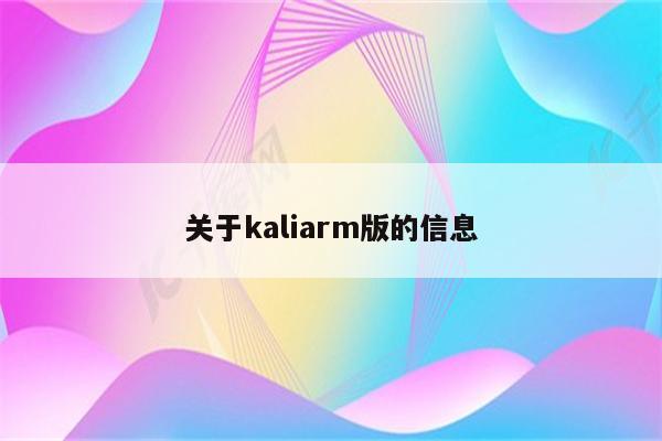 关于kaliarm版的信息