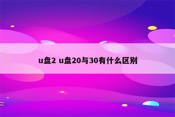 u盘2 u盘20与30有什么区别