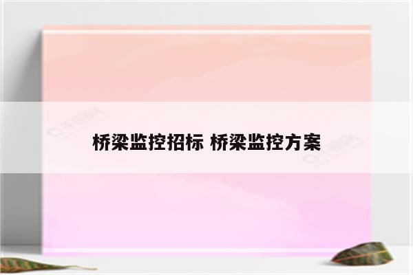 桥梁监控招标 桥梁监控方案