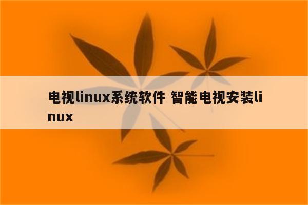 电视linux系统软件 智能电视安装linux