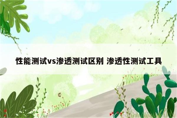 性能测试vs渗透测试区别 渗透性测试工具