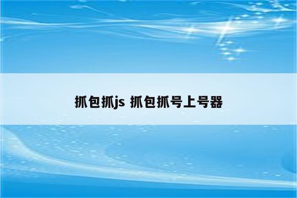 抓包抓js 抓包抓号上号器