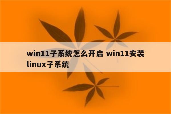 win11子系统怎么开启 win11安装linux子系统