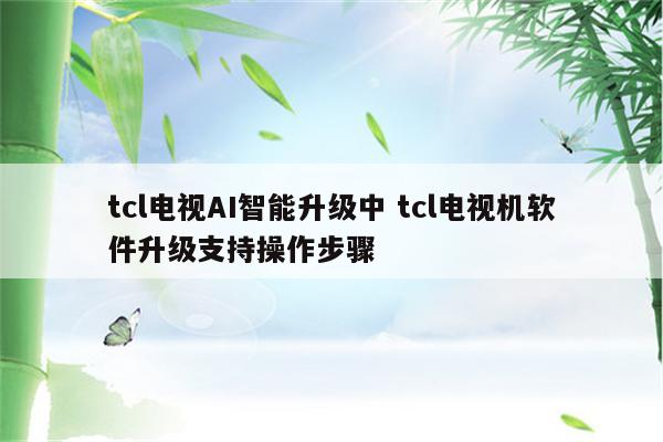 tcl电视AI智能升级中 tcl电视机软件升级支持操作步骤