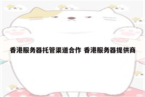 香港服务器托管渠道合作 香港服务器提供商