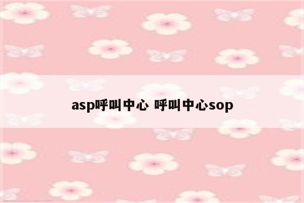 asp呼叫中心 呼叫中心sop