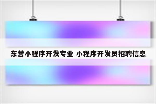 东营小程序开发专业 小程序开发员招聘信息
