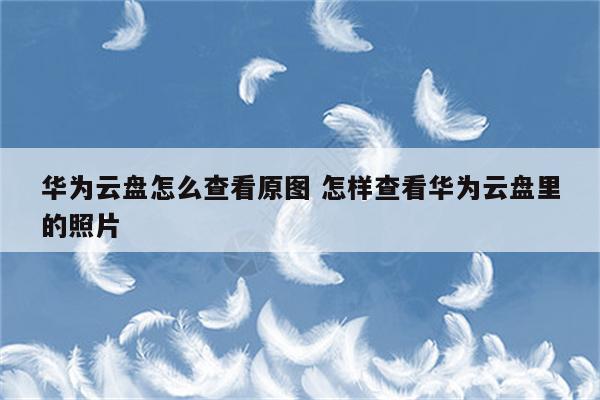 华为云盘怎么查看原图 怎样查看华为云盘里的照片