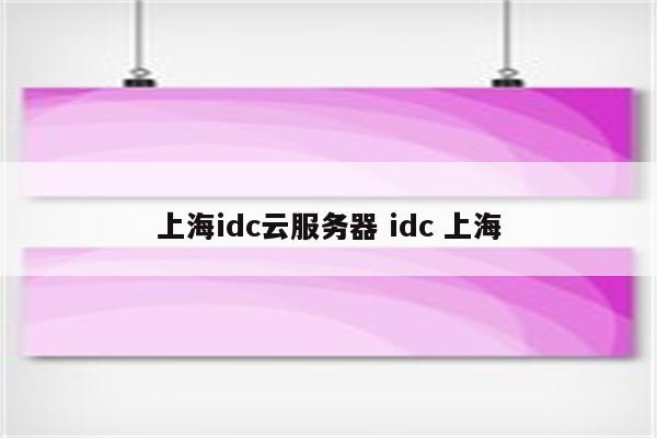 上海idc云服务器 idc 上海