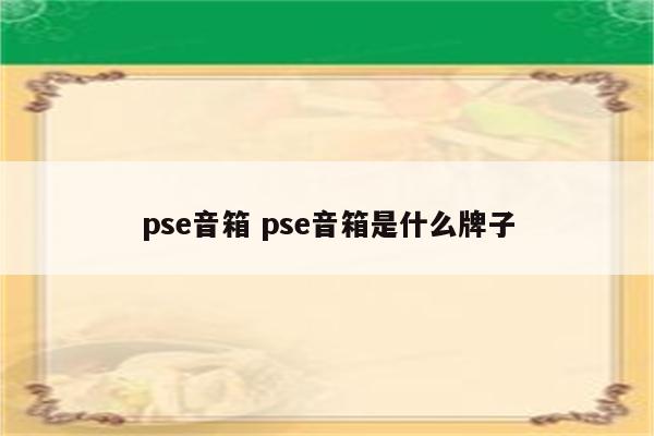 pse音箱 pse音箱是什么牌子