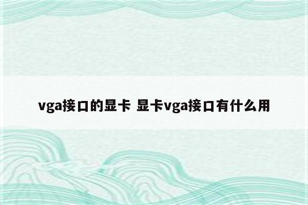 vga接口的显卡 显卡vga接口有什么用