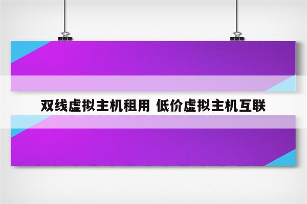 双线虚拟主机租用 低价虚拟主机互联