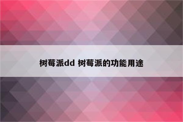 树莓派dd 树莓派的功能用途