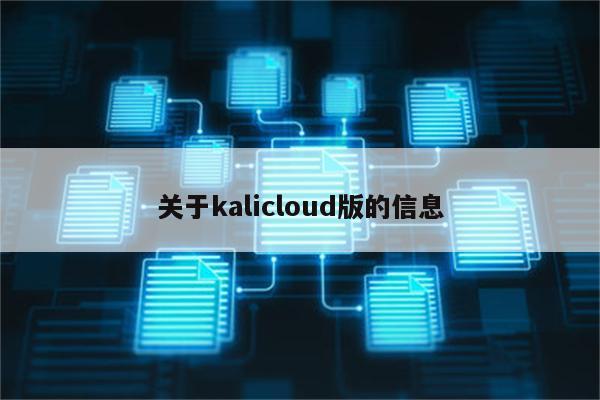 关于kalicloud版的信息