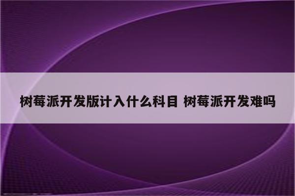 树莓派开发版计入什么科目 树莓派开发难吗