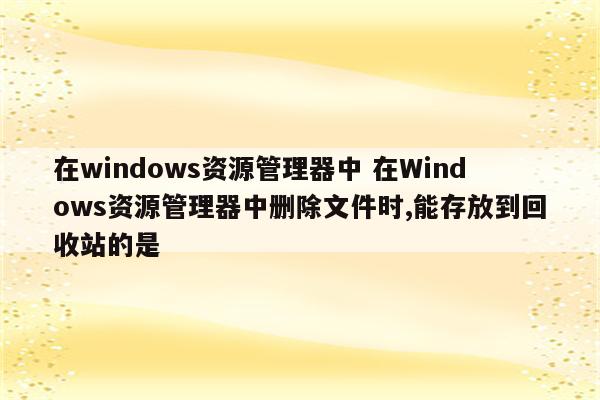 在windows资源管理器中 在Windows资源管理器中删除文件时,能存放到回收站的是