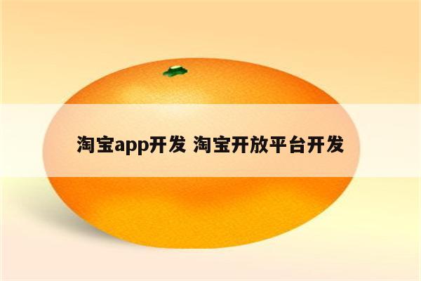 淘宝app开发 淘宝开放平台开发
