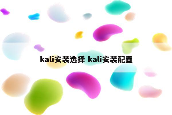 kali安装选择 kali安装配置