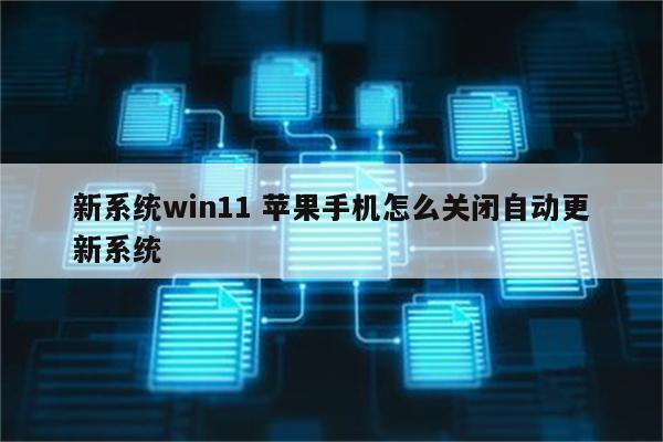 新系统win11 苹果手机怎么关闭自动更新系统