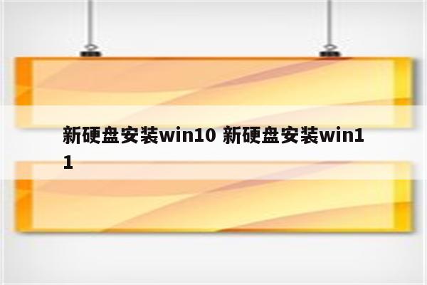 新硬盘安装win10 新硬盘安装win11