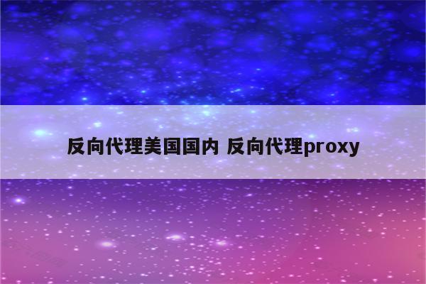 反向代理美国国内 反向代理proxy