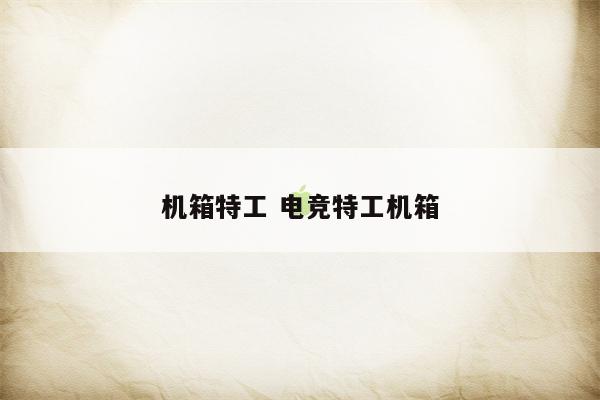 机箱特工 电竞特工机箱