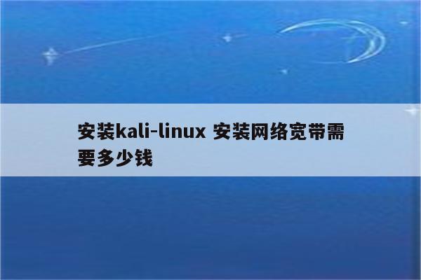 安装kali-linux 安装网络宽带需要多少钱
