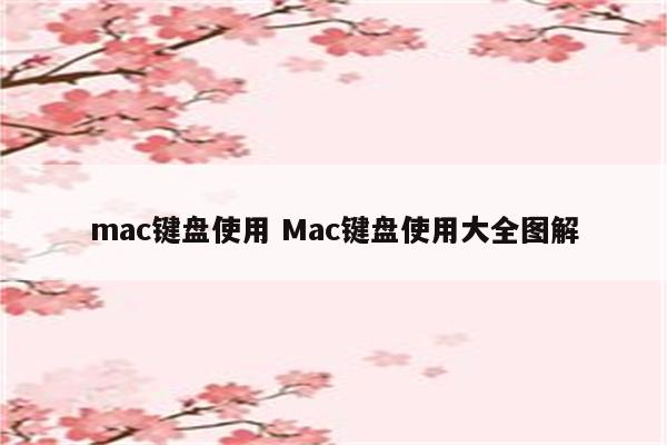 mac键盘使用 Mac键盘使用大全图解