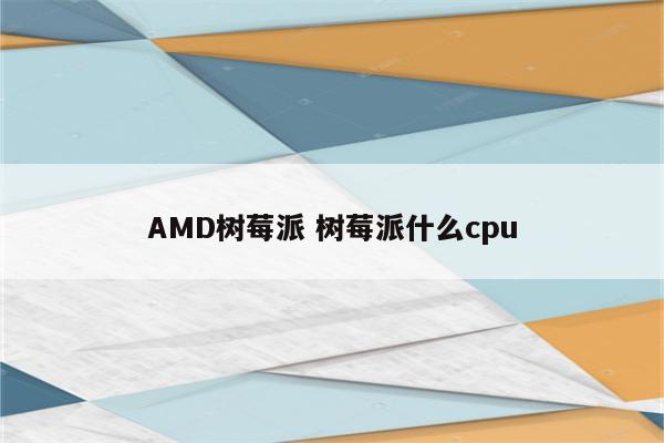 AMD树莓派 树莓派什么cpu
