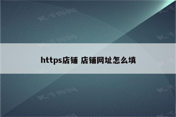 https店铺 店铺网址怎么填