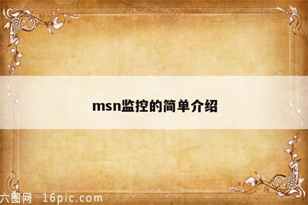 msn监控的简单介绍
