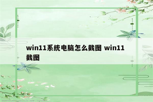 win11系统电脑怎么截图 win11 截图