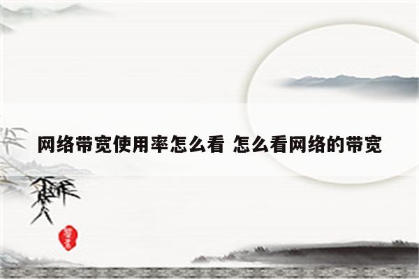 网络带宽使用率怎么看 怎么看网络的带宽