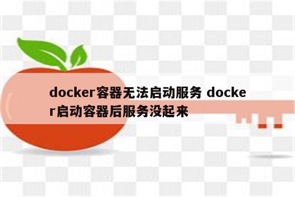 docker容器无法启动服务 docker启动容器后服务没起来