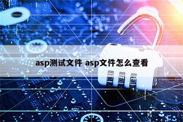 asp测试文件 asp文件怎么查看