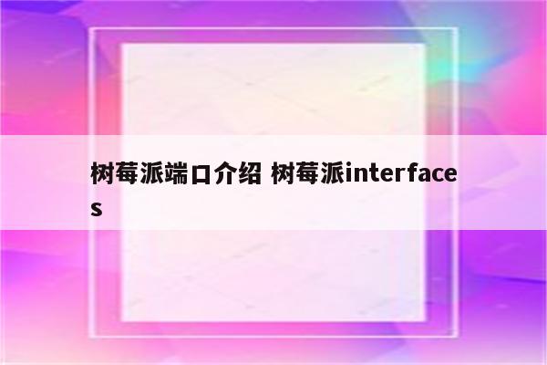 树莓派端口介绍 树莓派interfaces