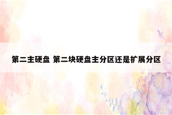 第二主硬盘 第二块硬盘主分区还是扩展分区